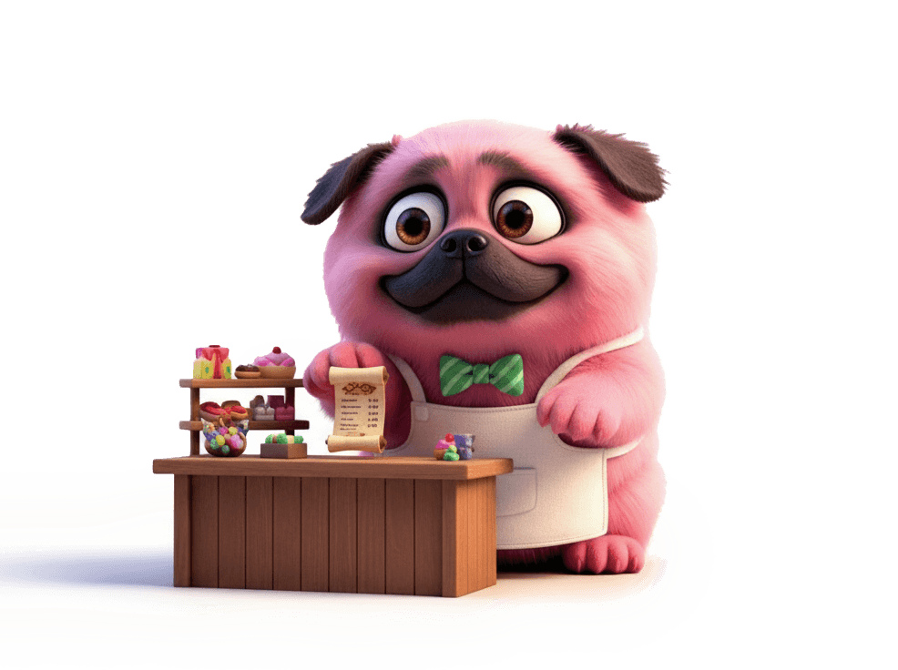 Jubblyland shopkeeper dog with empty shop